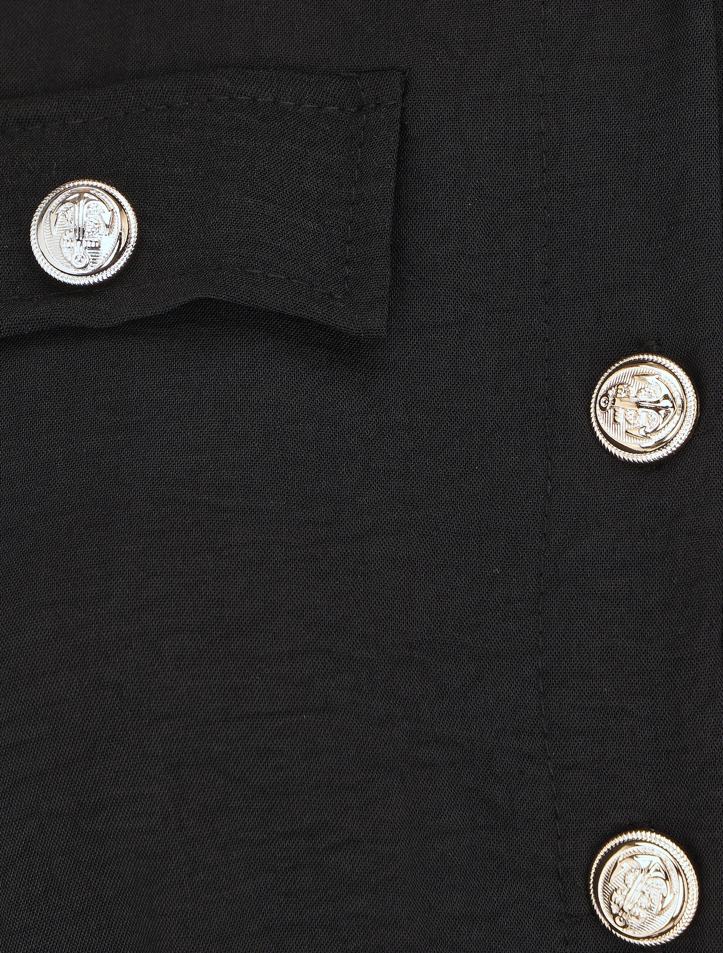 Robe unie à taille élastiquée - Noir - 3