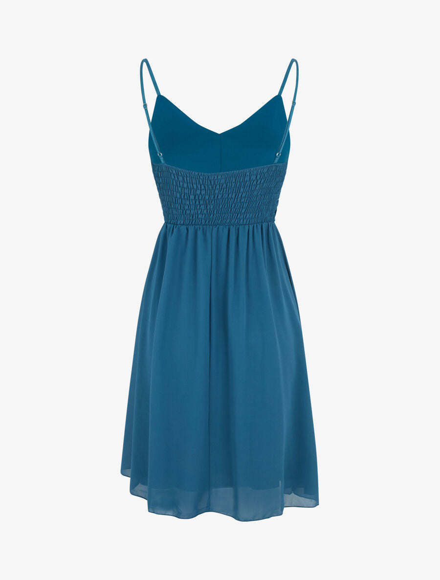 Robe courte unie - Bleu canard - 2