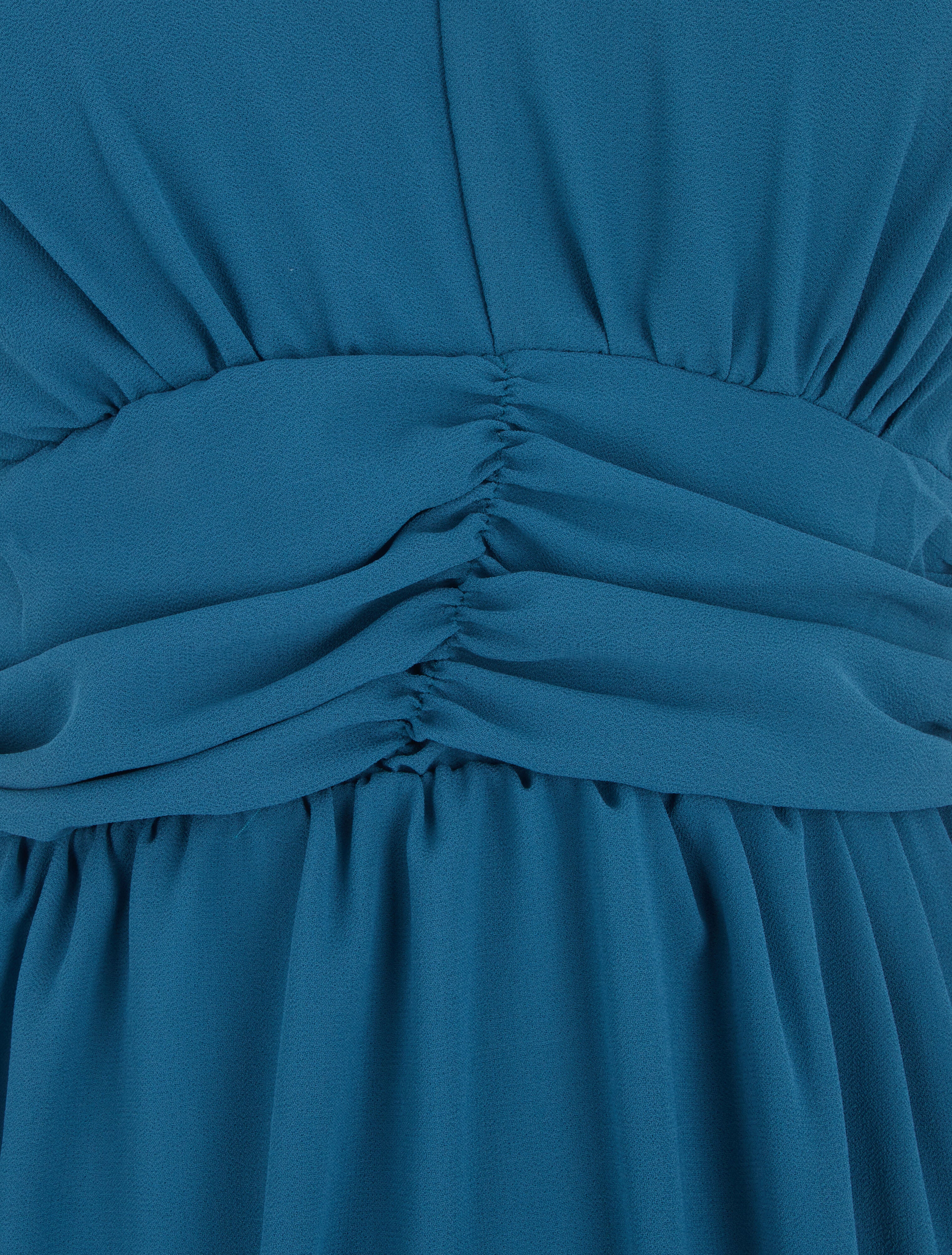 Robe courte unie - Bleu canard - 3