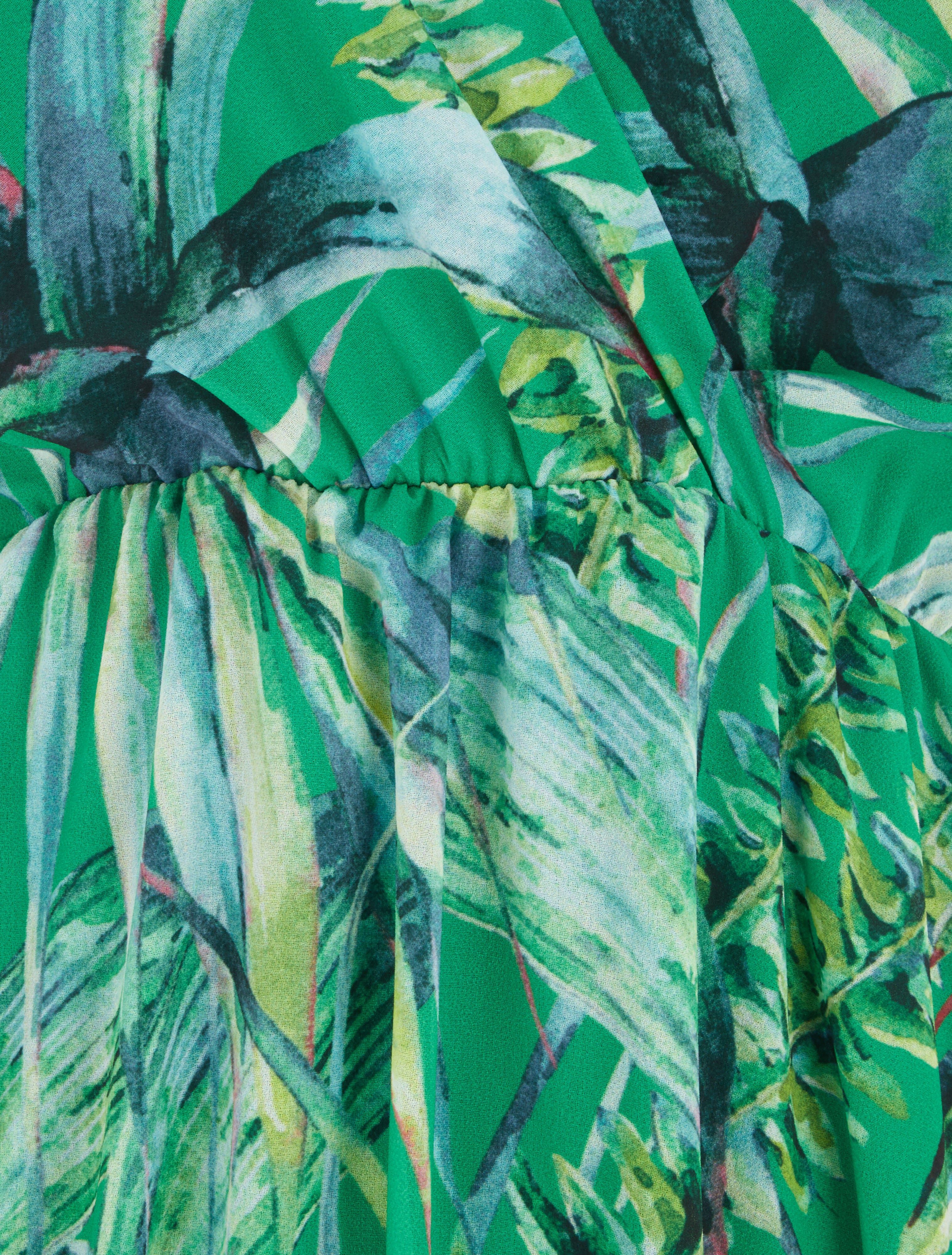 Robe longue à imprimé feuilles - Vert - 3