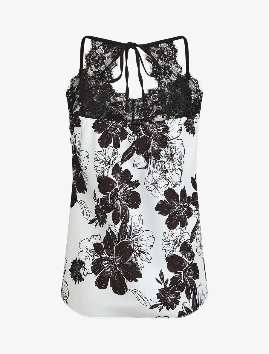 Caraco dentelle imprimé floral - Blanc - 2
