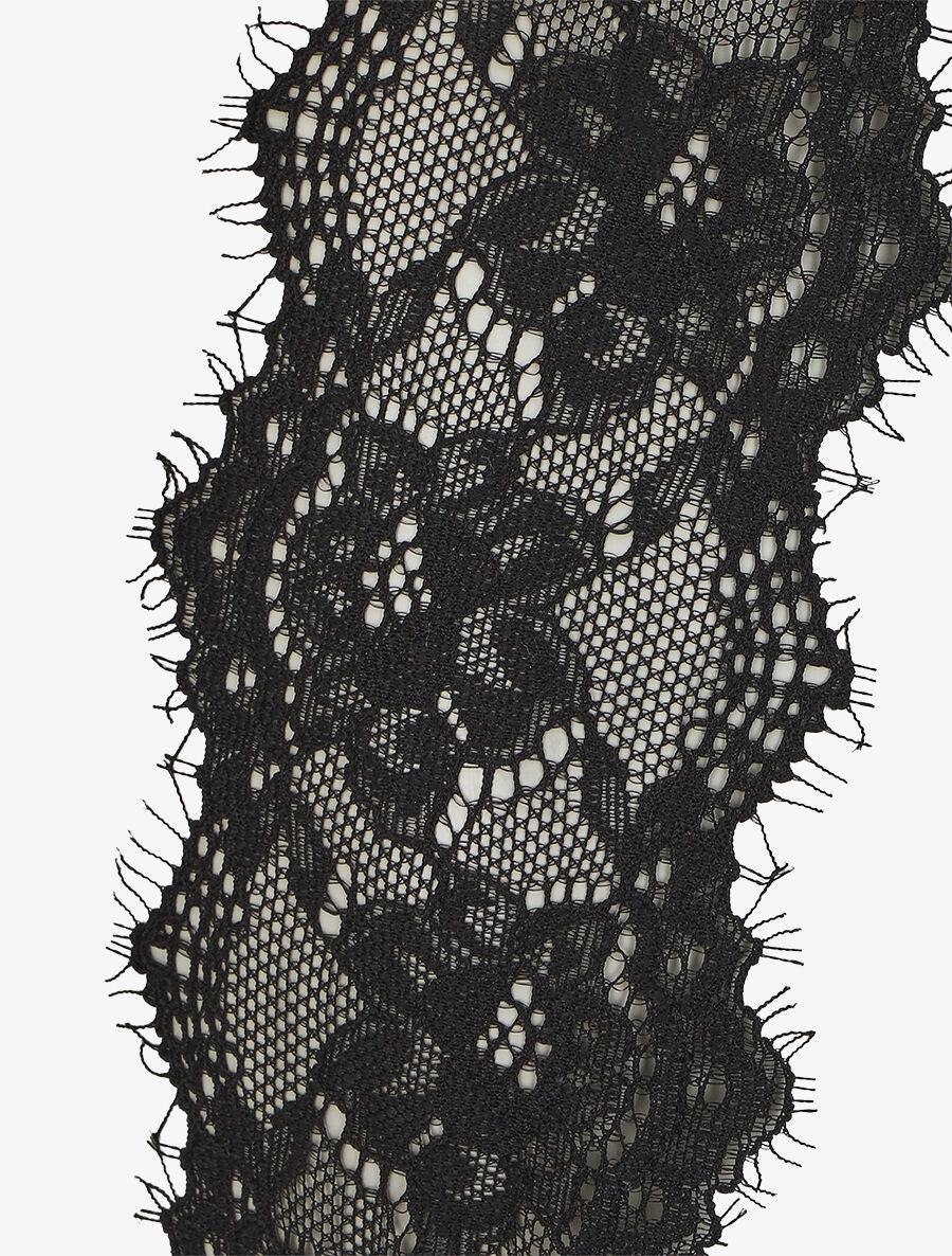 Caraco dentelle imprimé feuilles fantaisies - Noir - 3