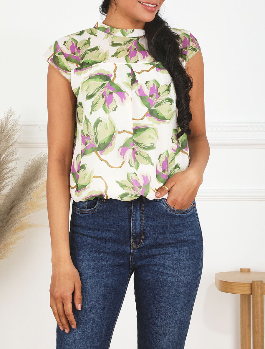 Top manches courtes imprimé floral - Vert - 4