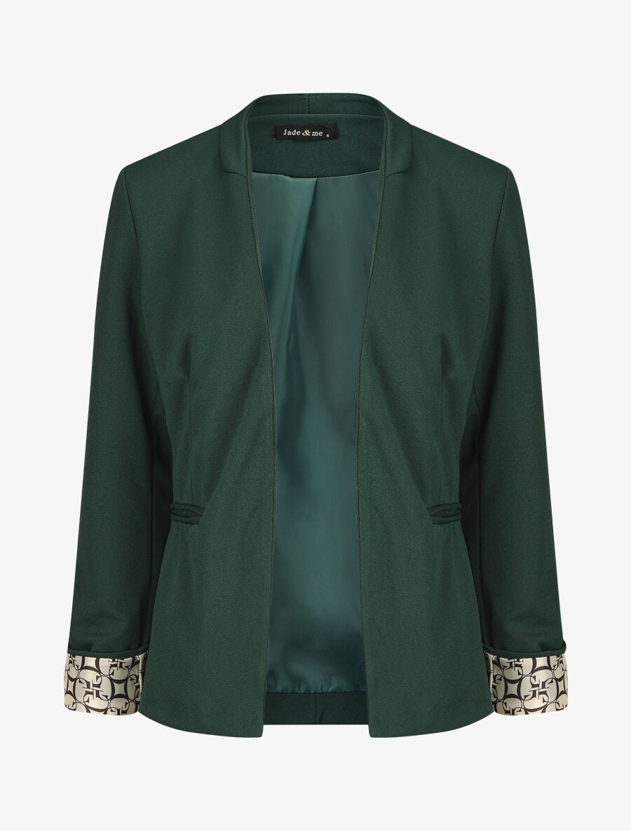 Veste droite à revers graphique - Vert foncé - 5