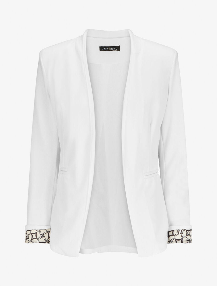 Veste manches à revers imprimé - Blanc - 1