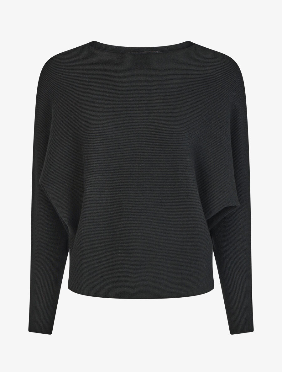 Pull chauve-souris uni - Noir - 4