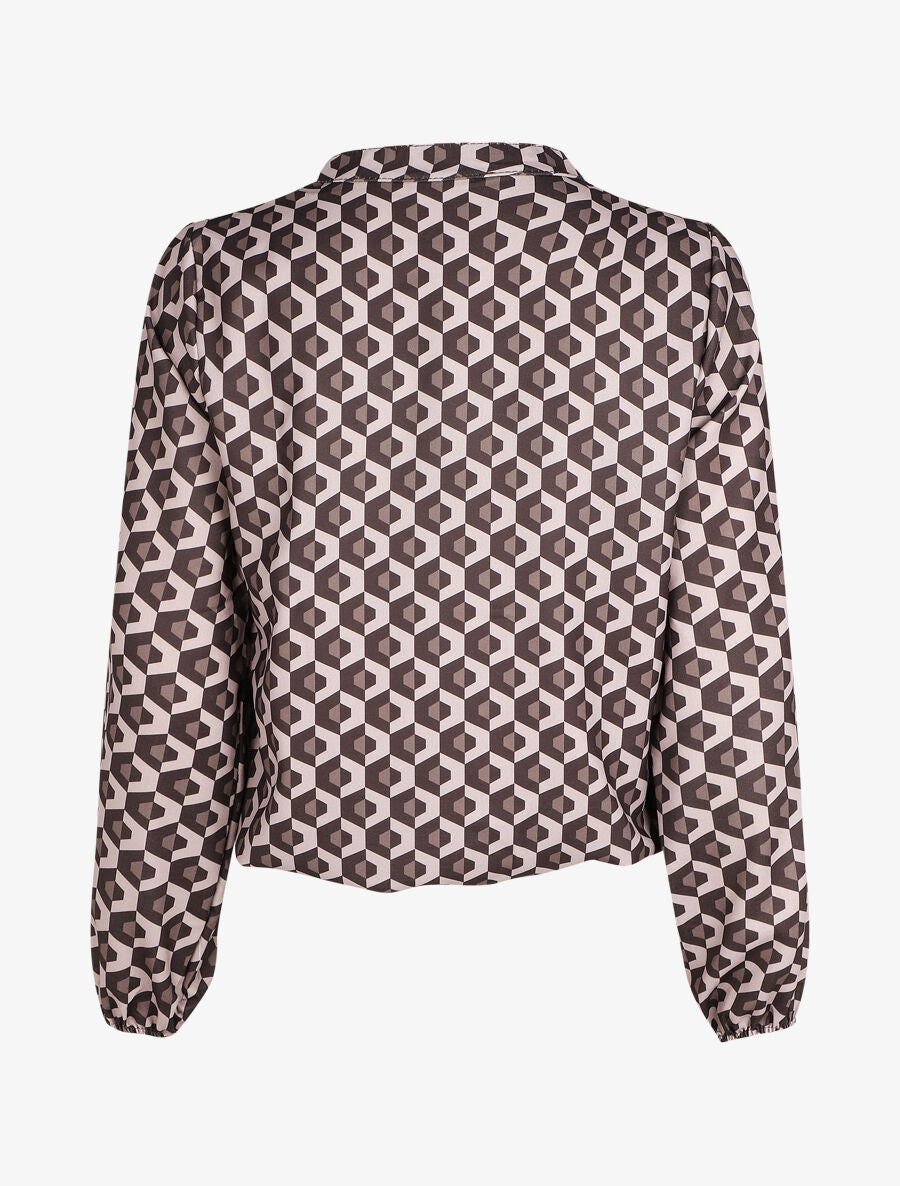 Top manches longues imprimé géométrique - Taupe - 2