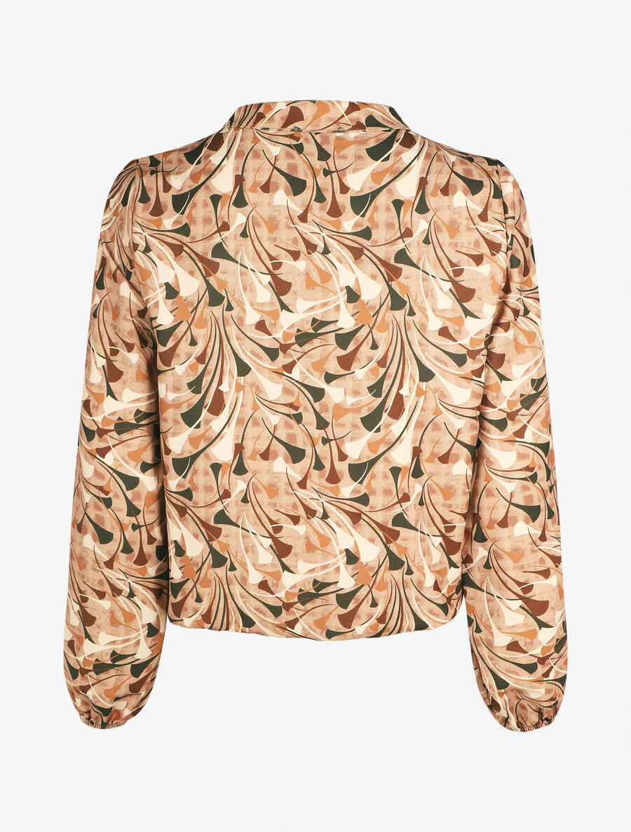 Top manches longues imprimé graphique - Beige foncé - 2