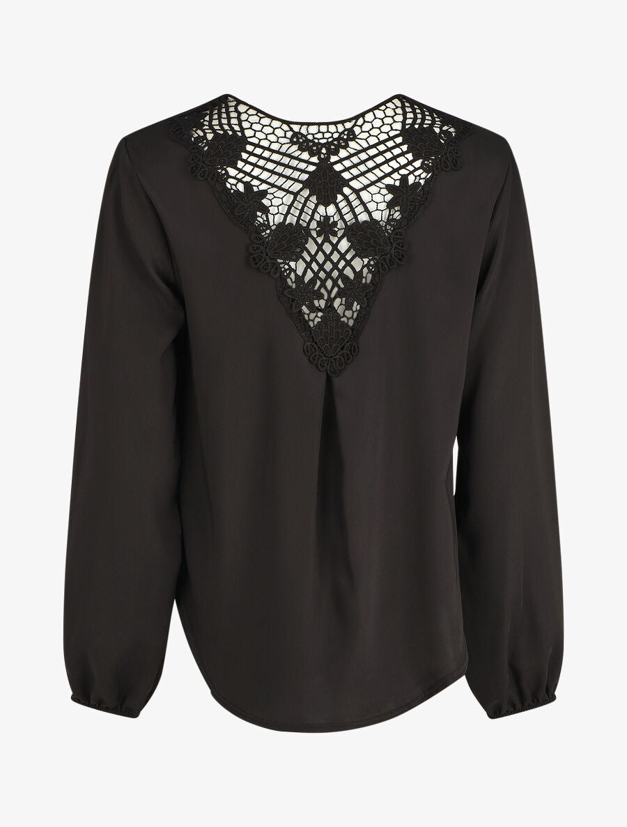 Top fluide dos en crochet - Noir - 2
