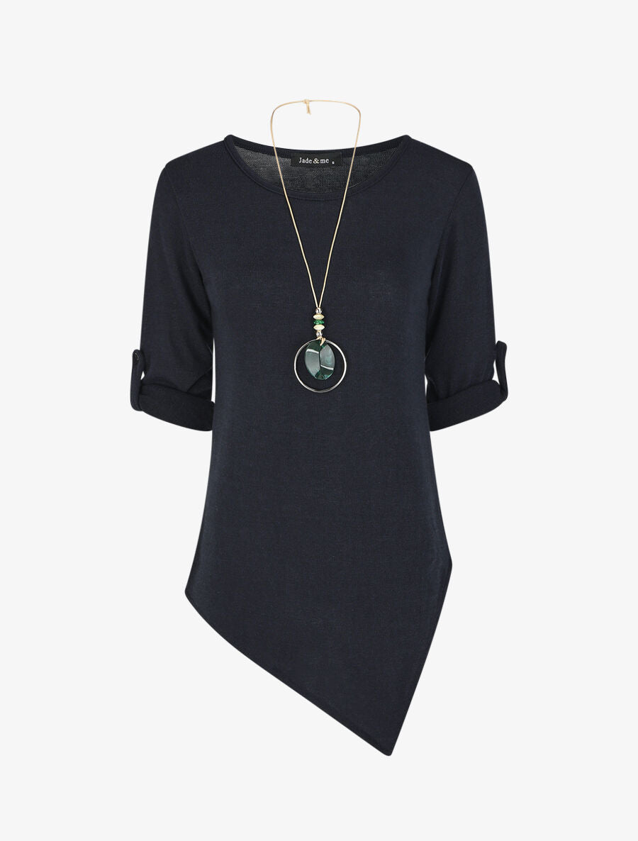 Pull droit asymétrique - Marine - 4