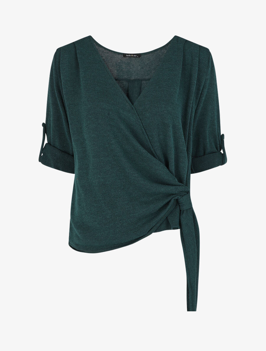 Pull loose style cache-coeur - Vert foncé - 1