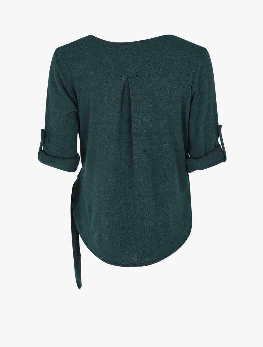 Pull loose style cache-coeur - Vert foncé - 2