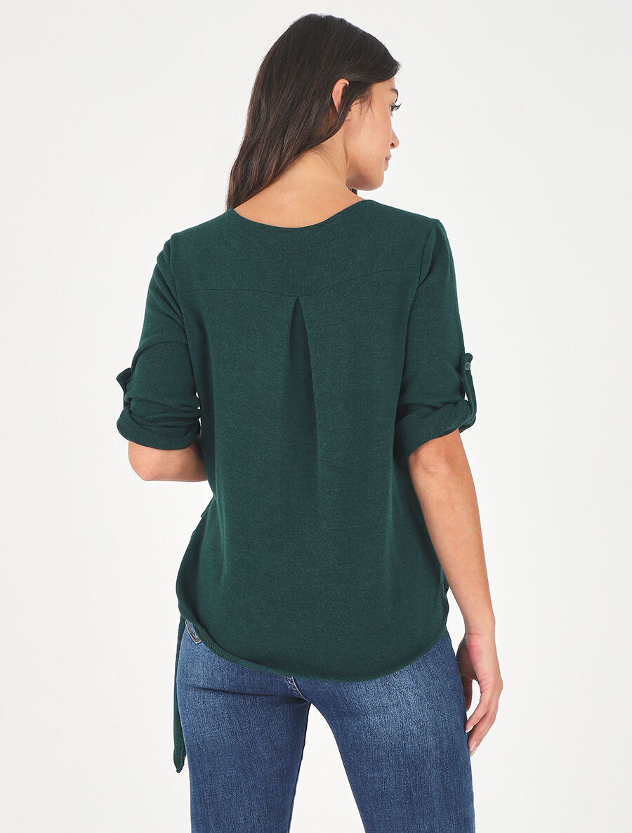 Pull loose style cache-coeur - Vert foncé - 5