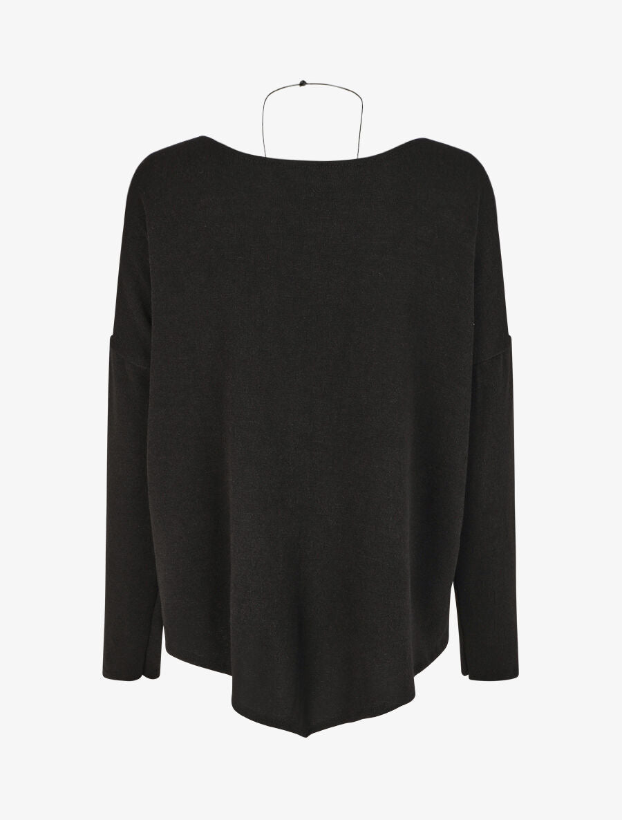 Pull droit uni bords asymétriques - Noir - 2