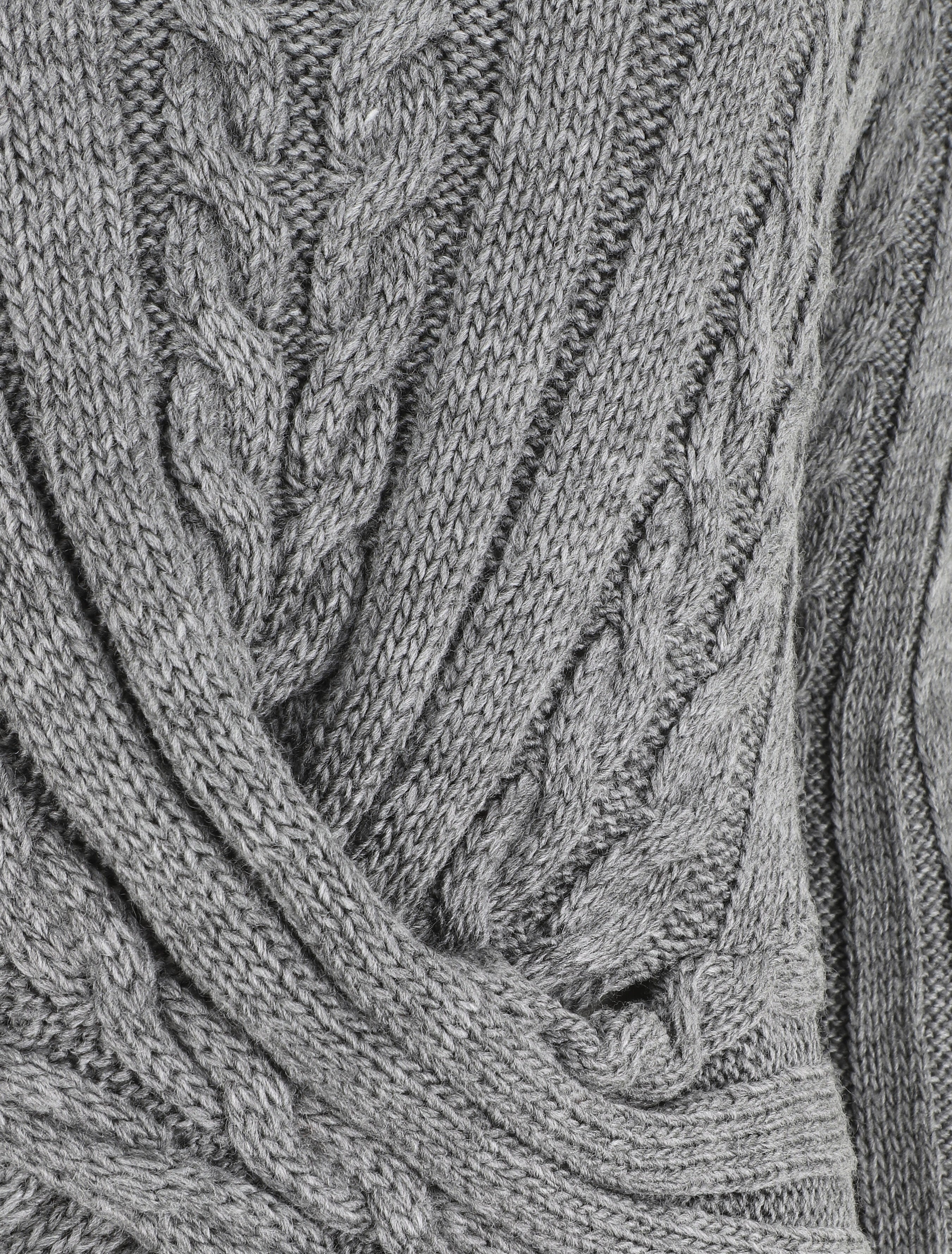 Pull droit torsadé en maille tressée - Gris - 3