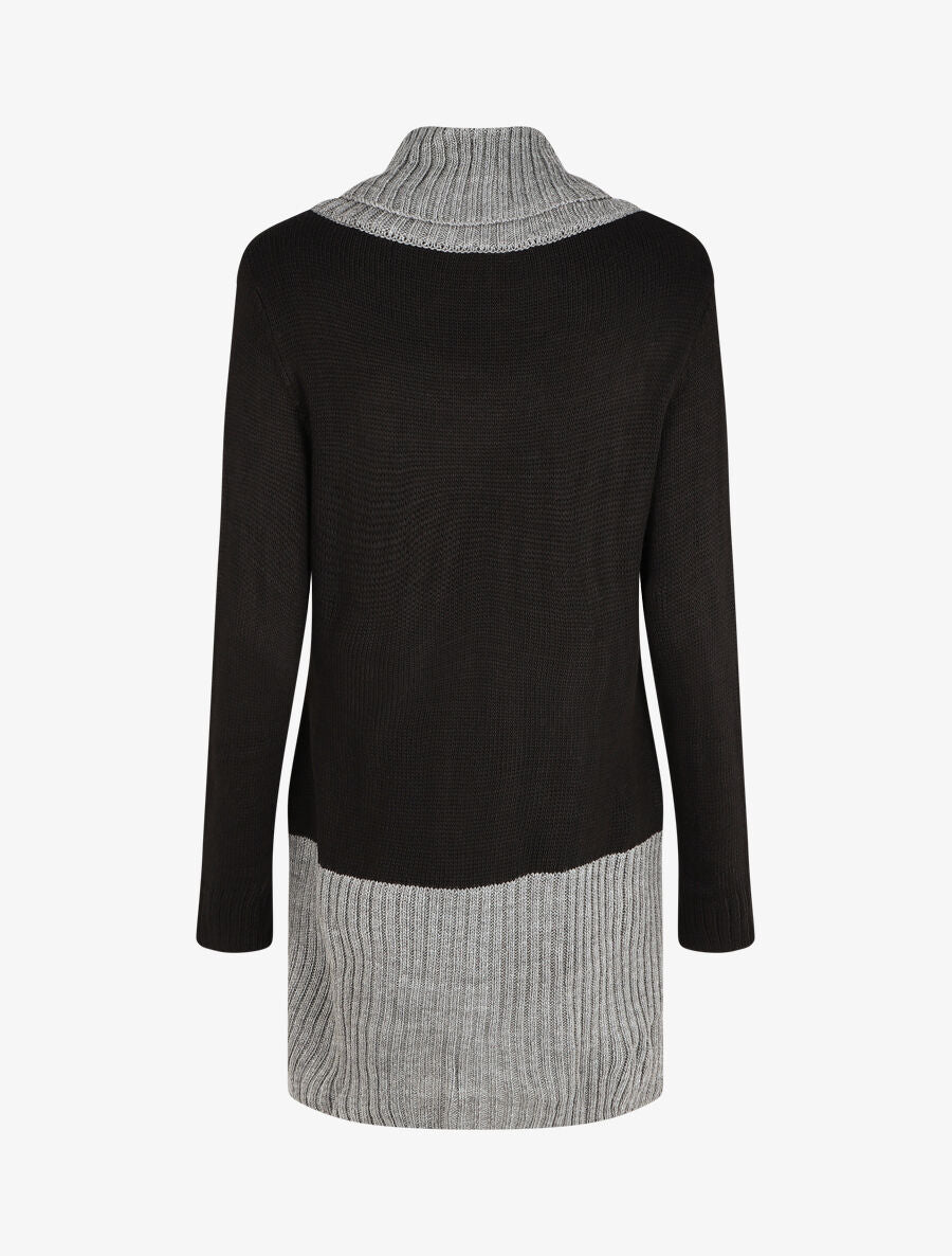 Robe pull col roulé à bouton - Gris - 2