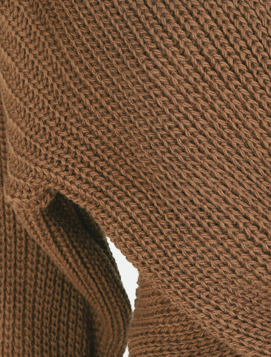 Pull croisé manches longues - Marron - 3