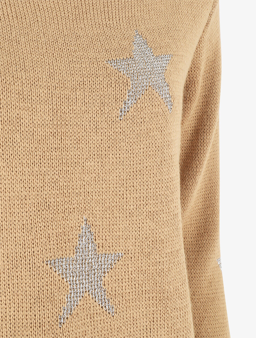 Pull droit motif étoiles - Camel - 3