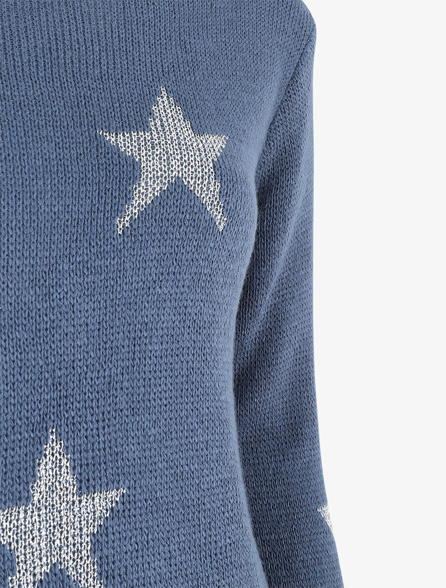 Pull droit motif étoiles - Bleu - 3