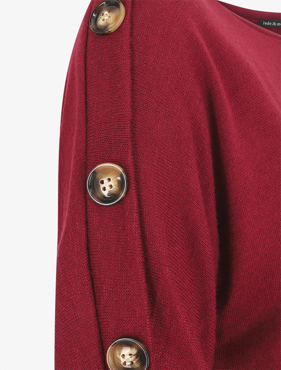 Pull droit uni à noeud et boutons - Bordeaux - 3