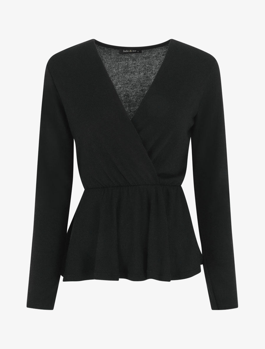 Pull uni col cache-coeur - Noir - 1