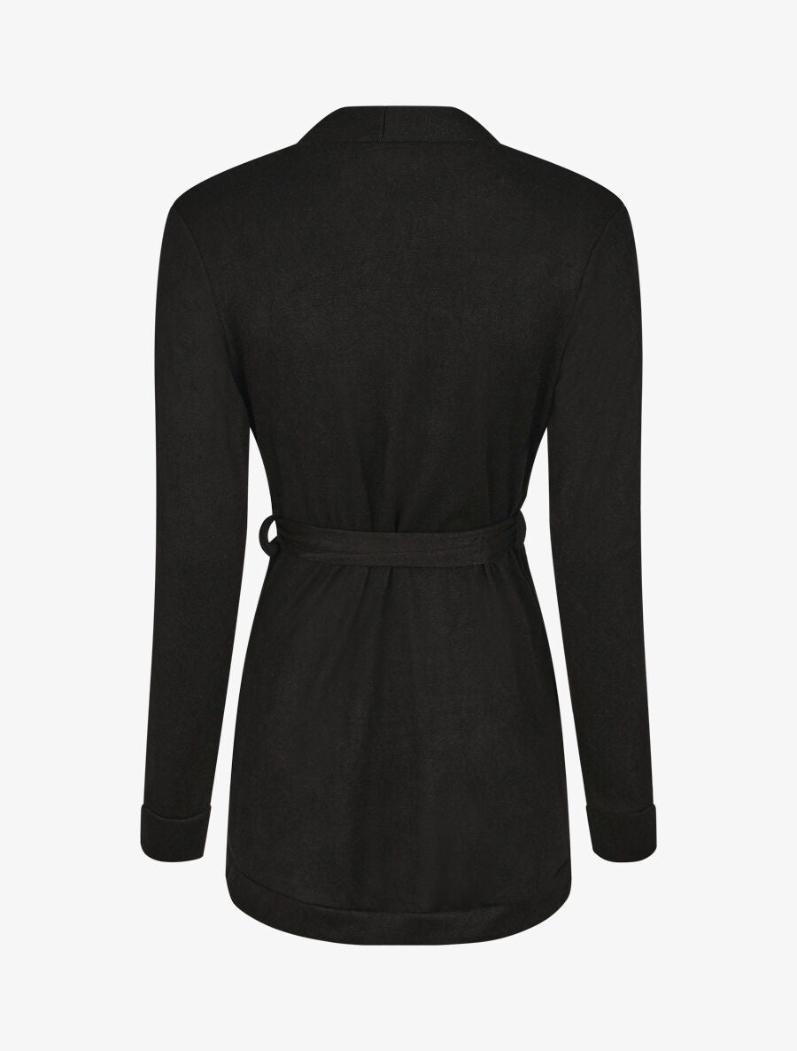 Gilet mi-long coupe droite - Noir - 2