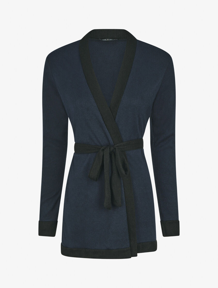 Gilet mi-long coupe droite - Marine - 4