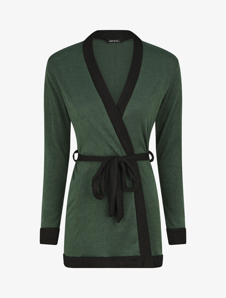 Gilet mi-long coupe droite - Vert foncé - 1