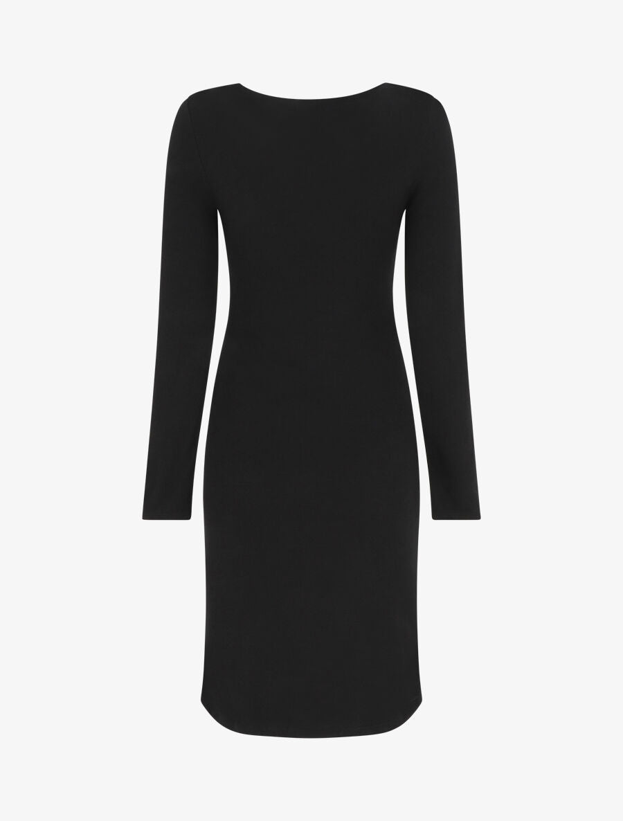 Robe droite mi-longue col V - Noir - 2