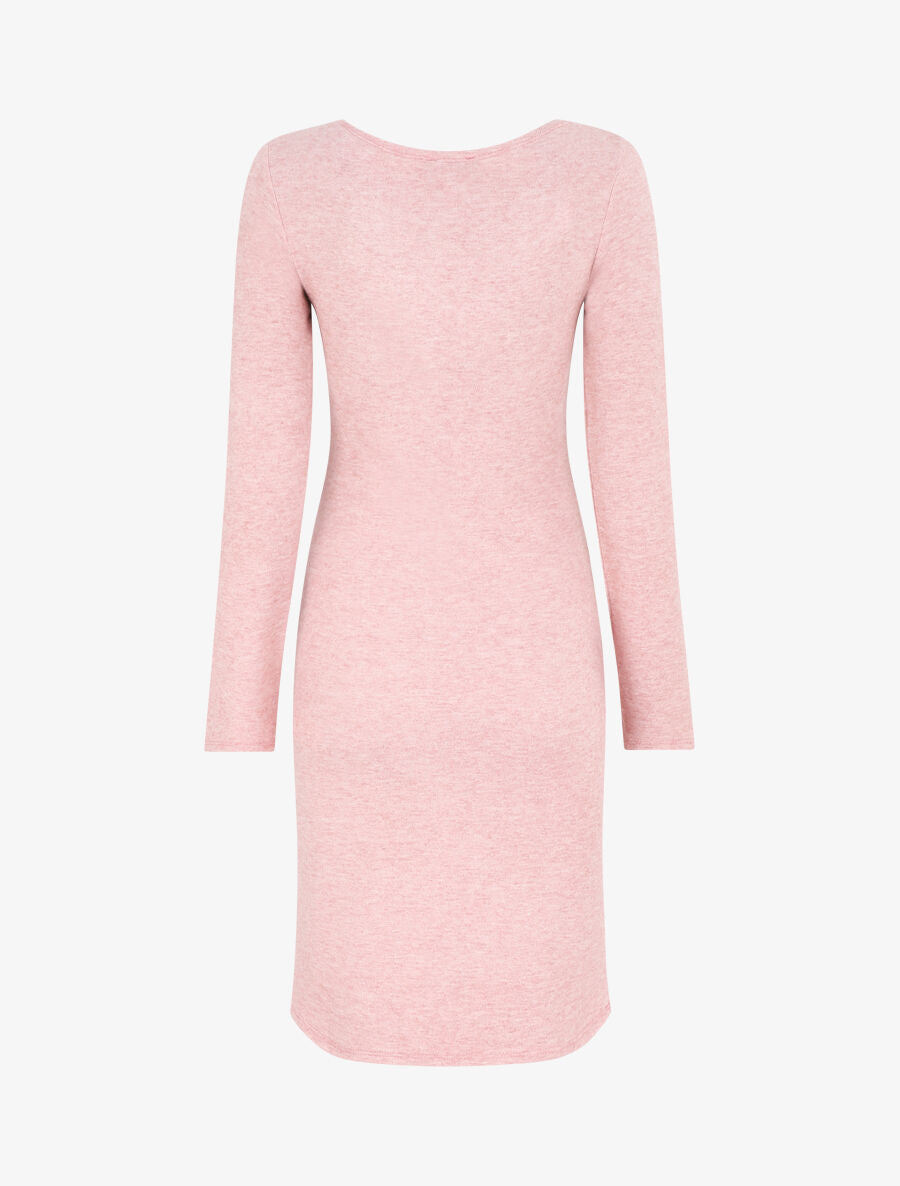 Robe droite mi-longue col V - Rose - 2