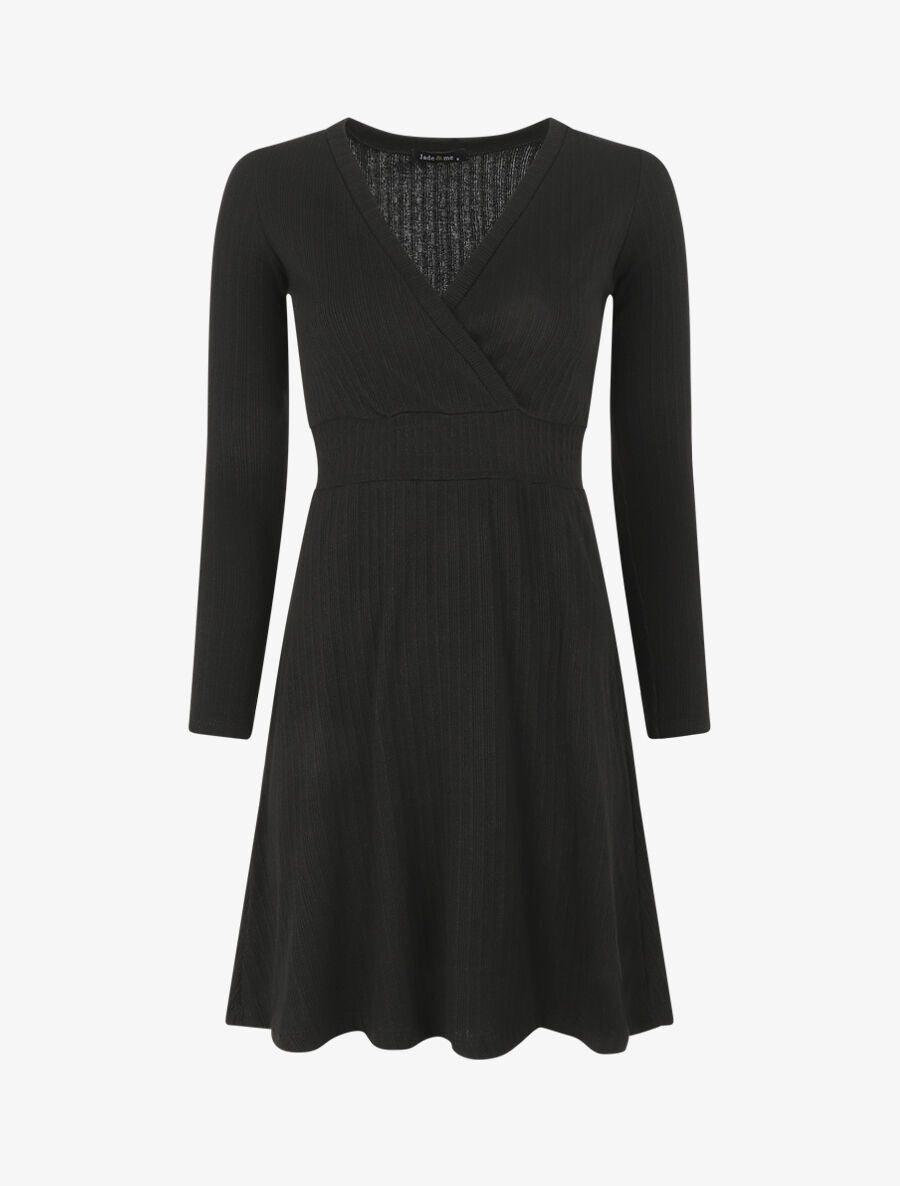 Robe pull uni coupe patineuse - Noir - 4