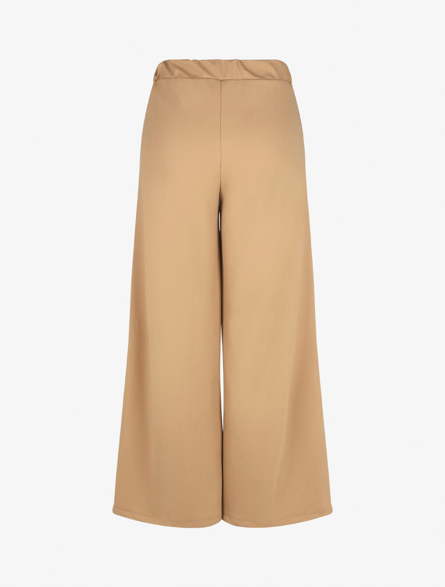 Pantalon ample taille haute à boucles - Camel - 2