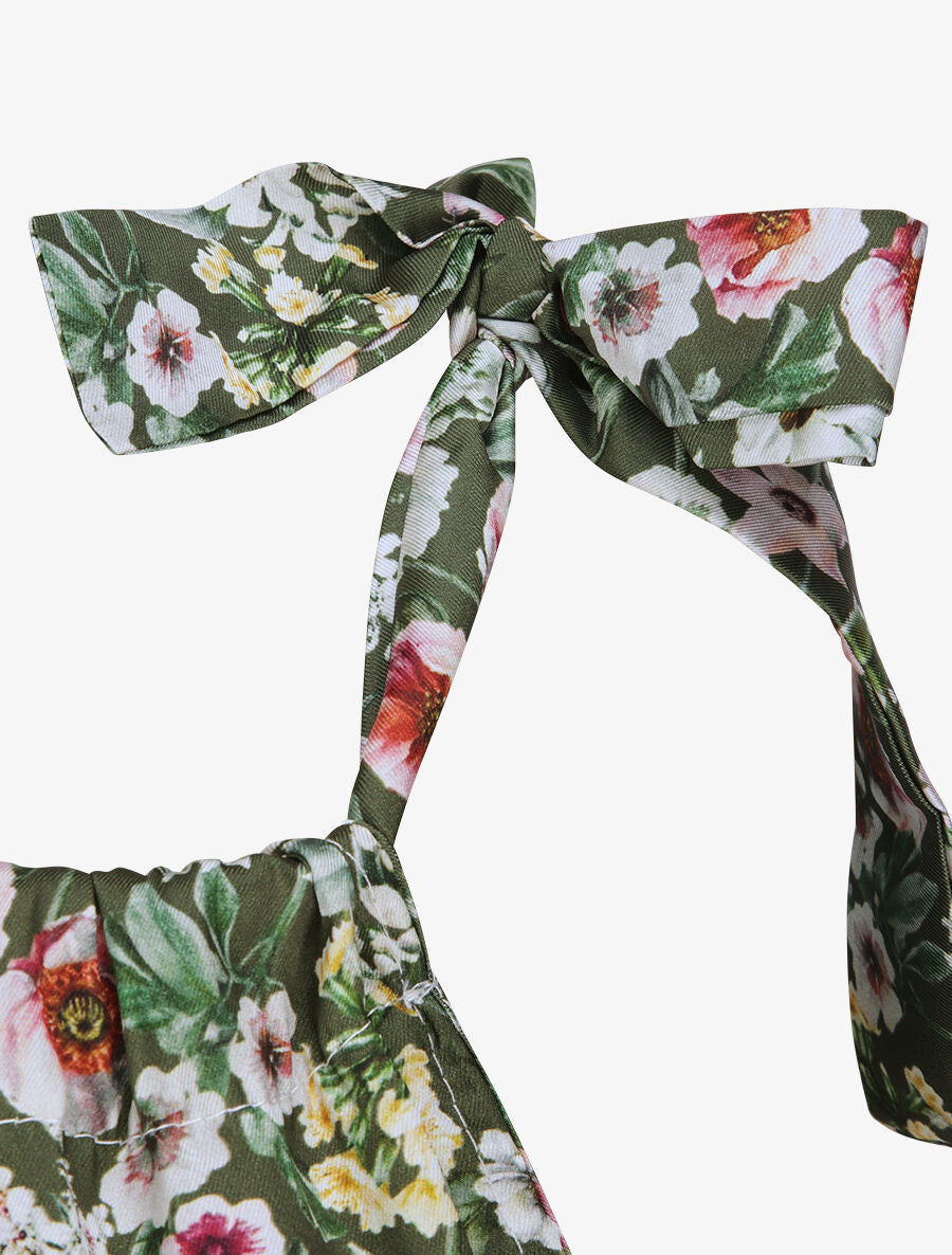 Robe longue à imprimé fleuri - Kaki - 3
