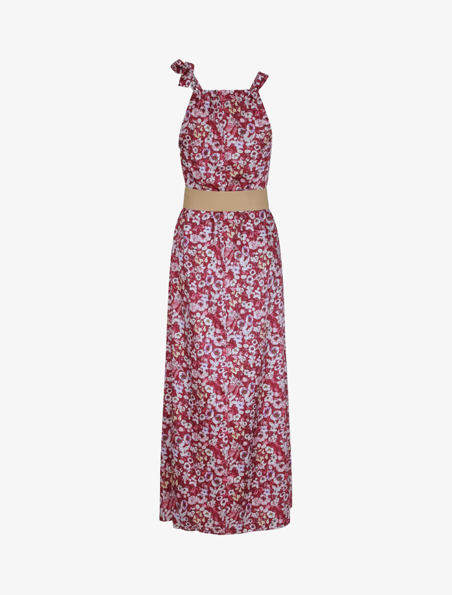 Robe longue à imprimé fleuri - Bordeaux - 2