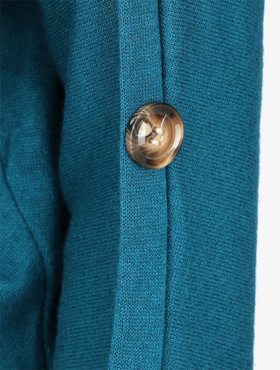 Pull ample manches à boutons décoratifs - Bleu canard - 3