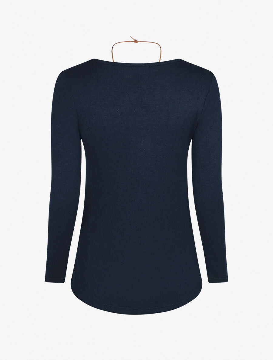 Pull droit drapé manches longues - Marine - 2