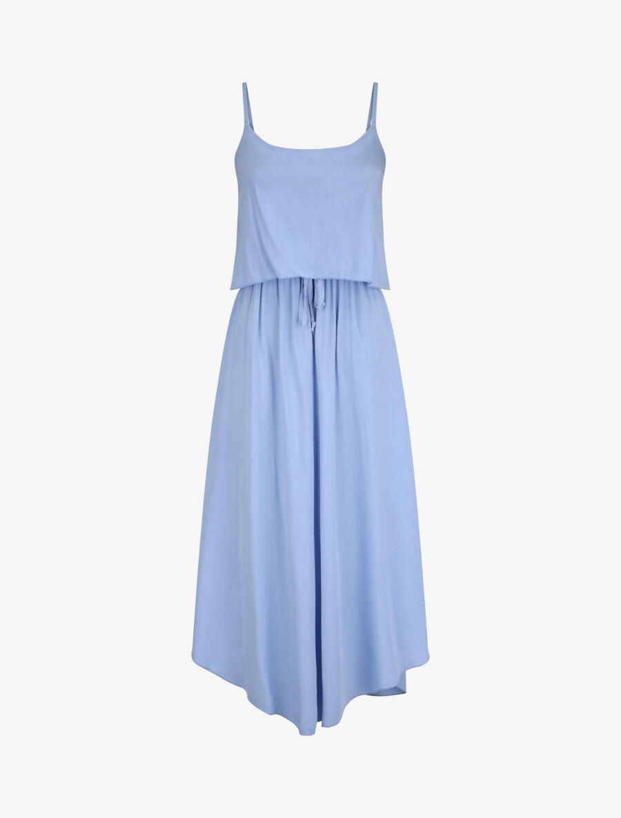 Robe mi-longue asymétrique à grand rabat - Bleu ciel - 4