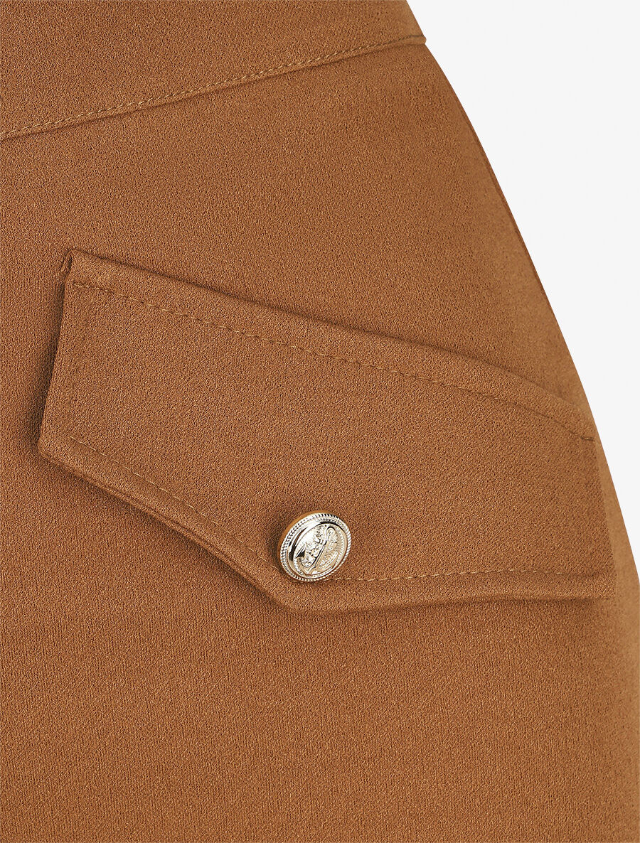 Jupe droite à boutons décoratifs - Camel - 3