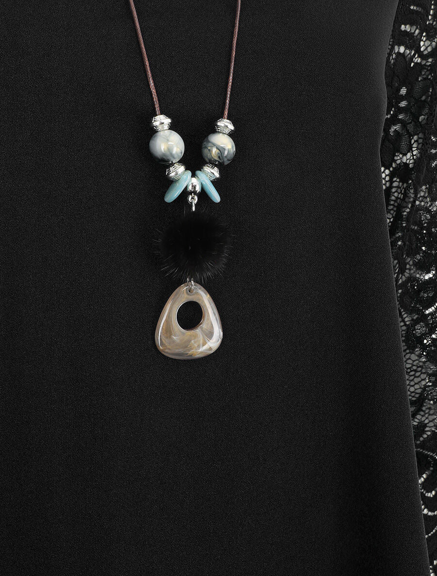 Top droit manches longues dos en dentelle - Noir - 3