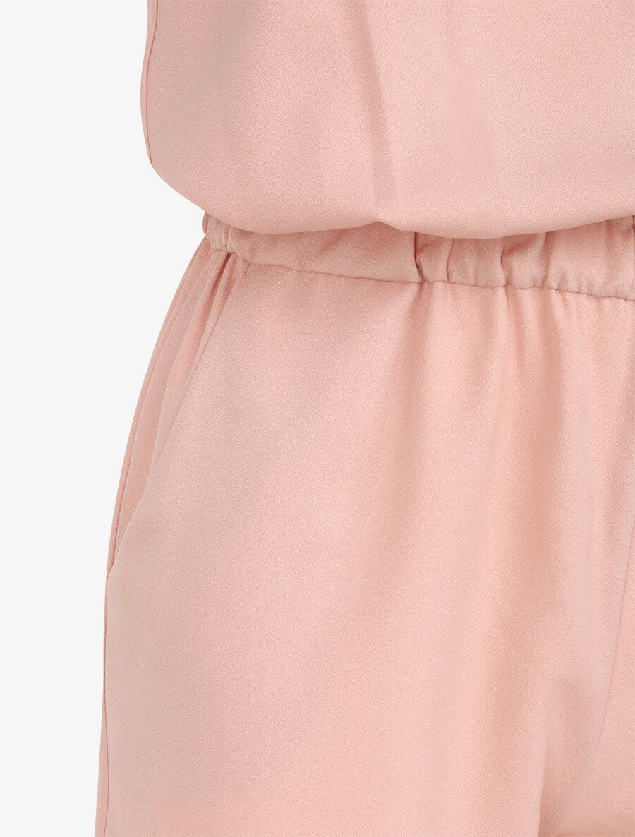 Combishort à bretelles et bords en dentelle - Rose poudré - 3