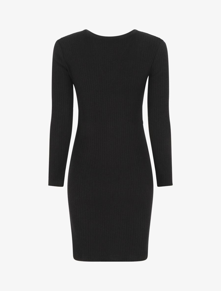 Robe courte ajustée manches longues - Noir - 2
