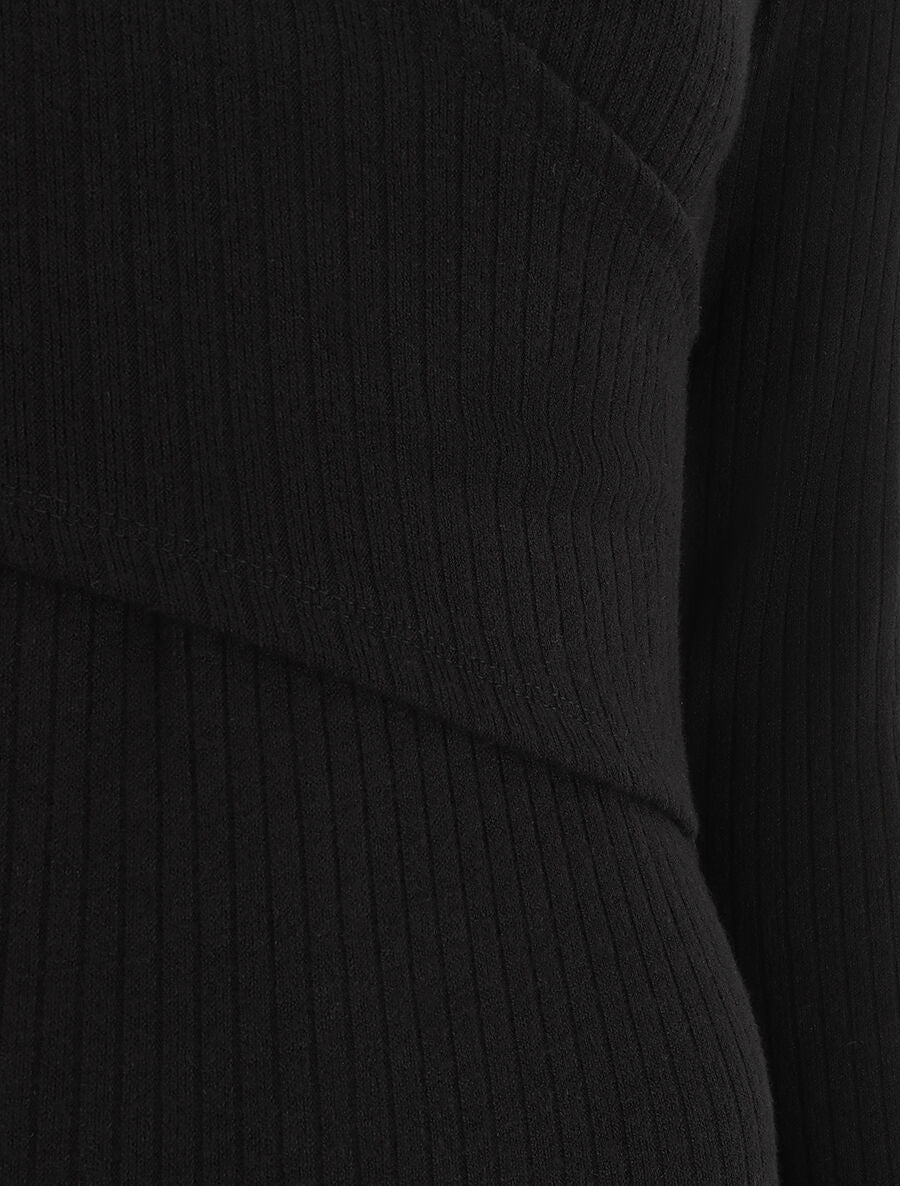 Robe courte ajustée manches longues - Noir - 3