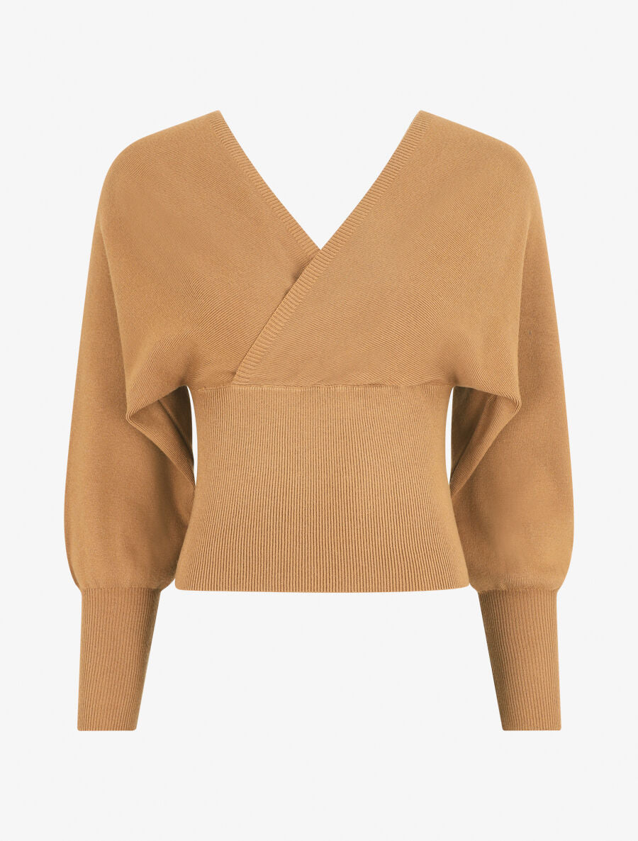Pull crop top à manches longues - Camel - 4