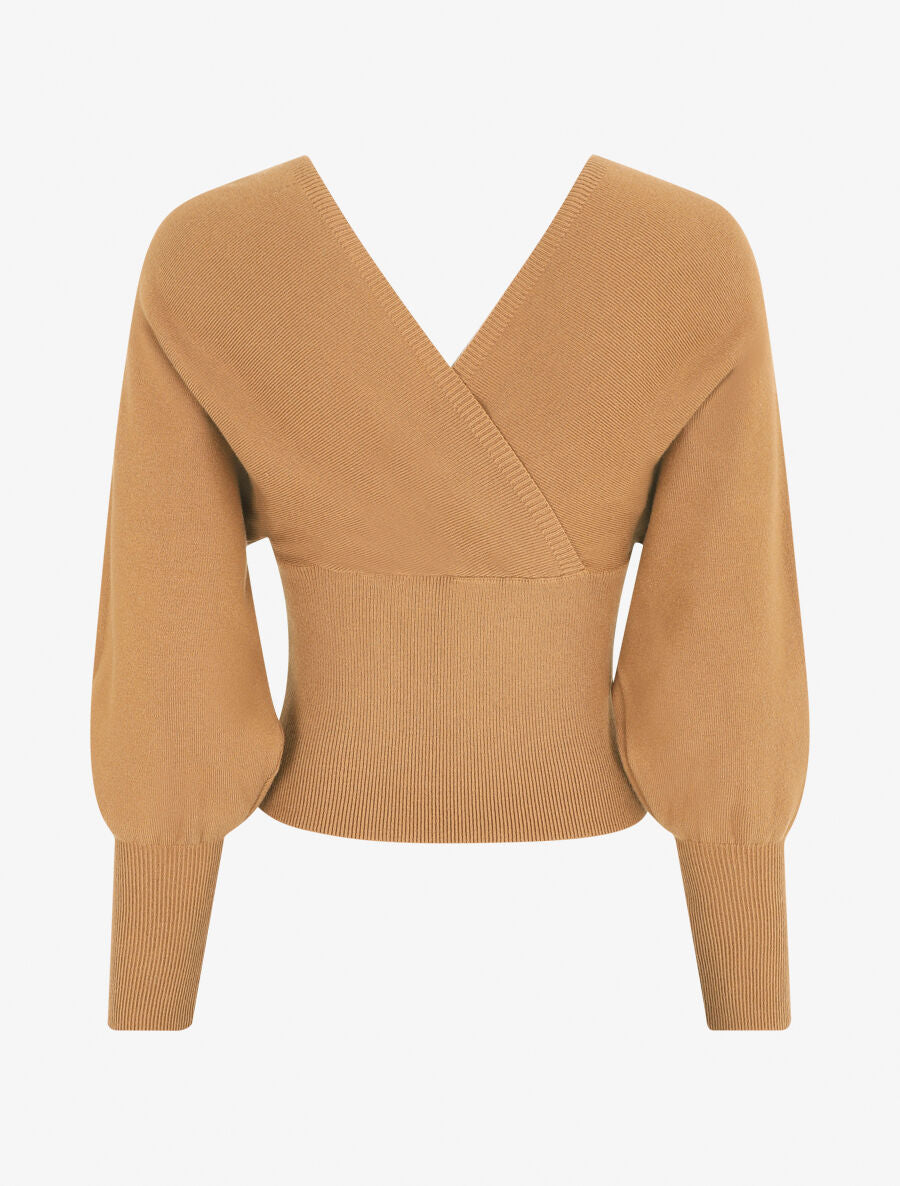 Pull crop top à manches longues - Camel - 2