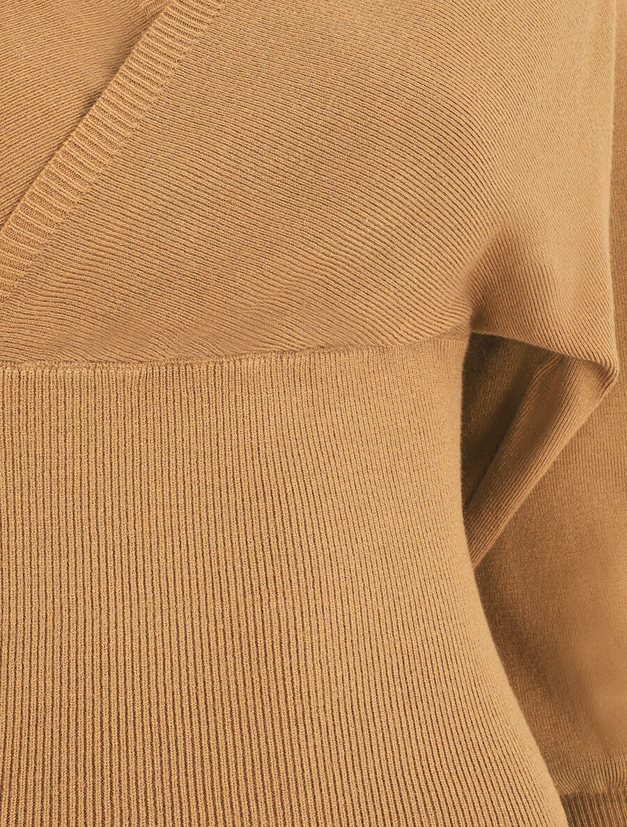 Pull crop top à manches longues - Camel - 3