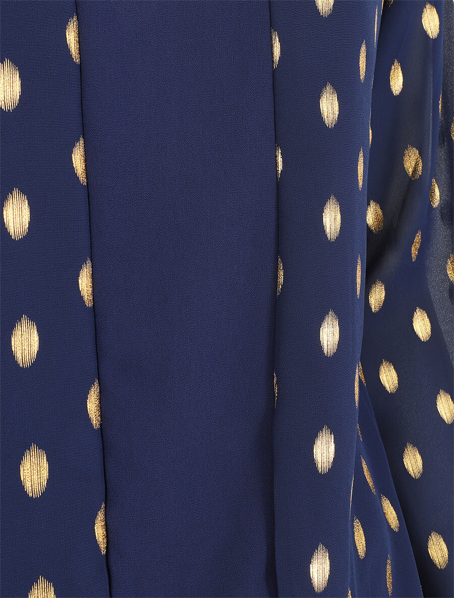 Top élastiqué col V motif irisé - Marine - 3