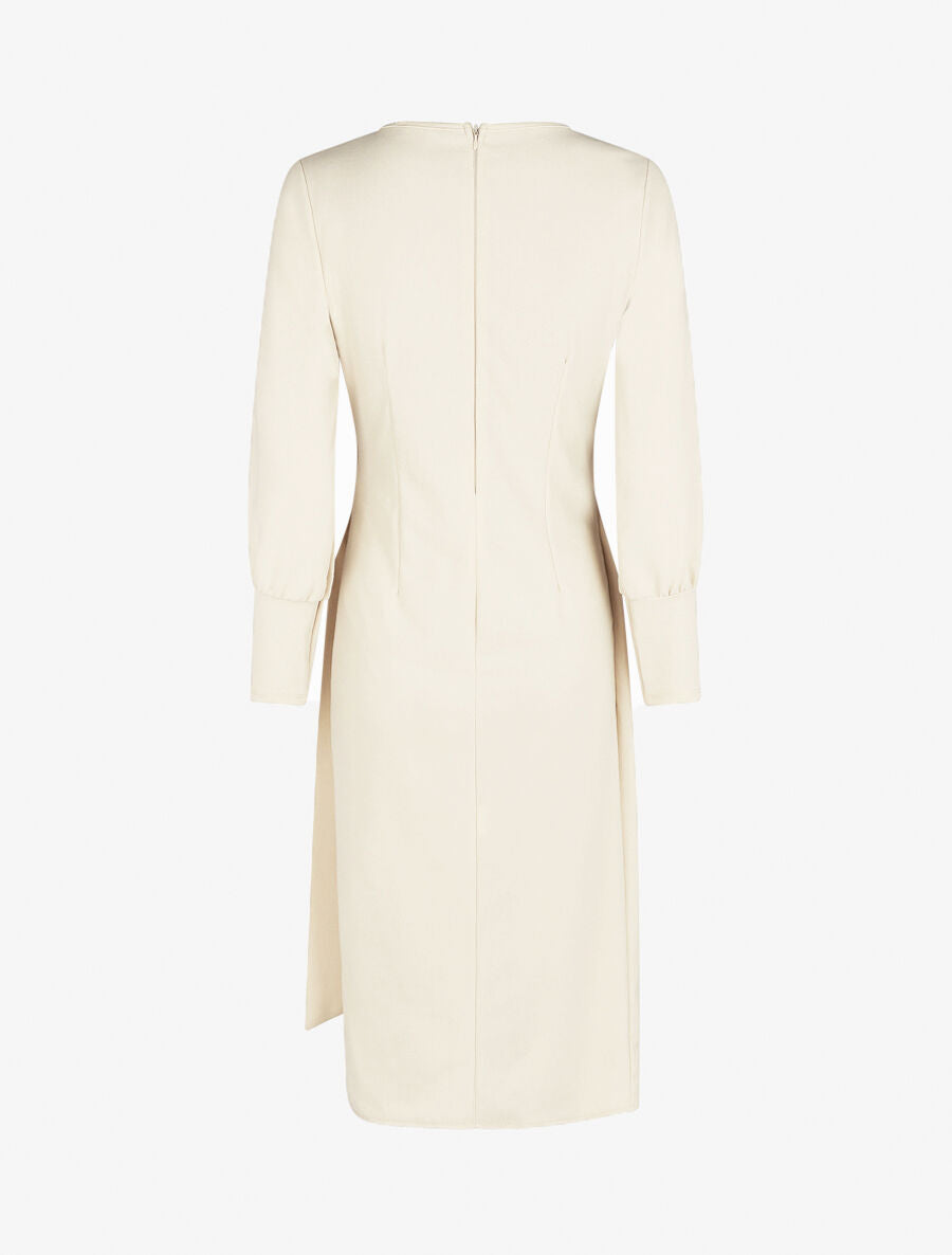 Robe longue unie effet portefeuille - Beige - 5