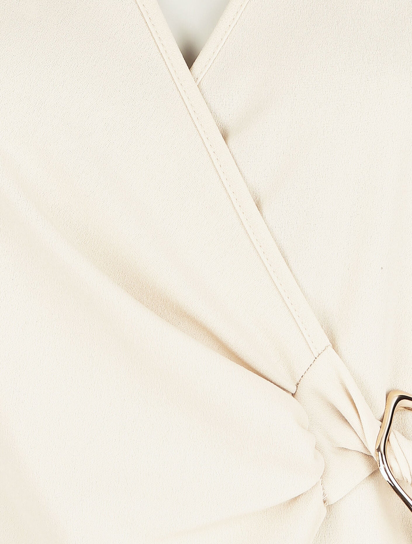 Robe longue unie effet portefeuille - Beige - 6
