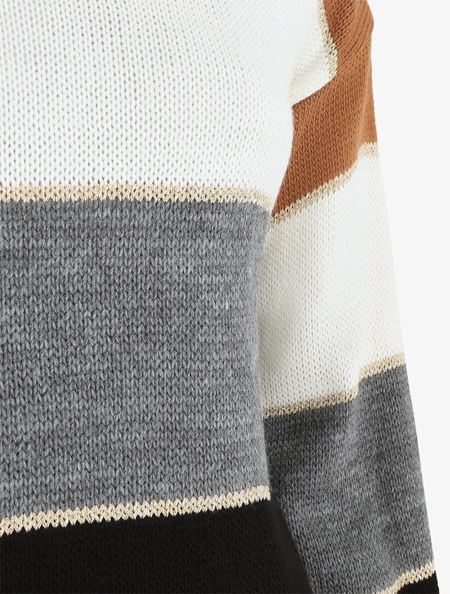 Pull droit à rayures - Camel - 3