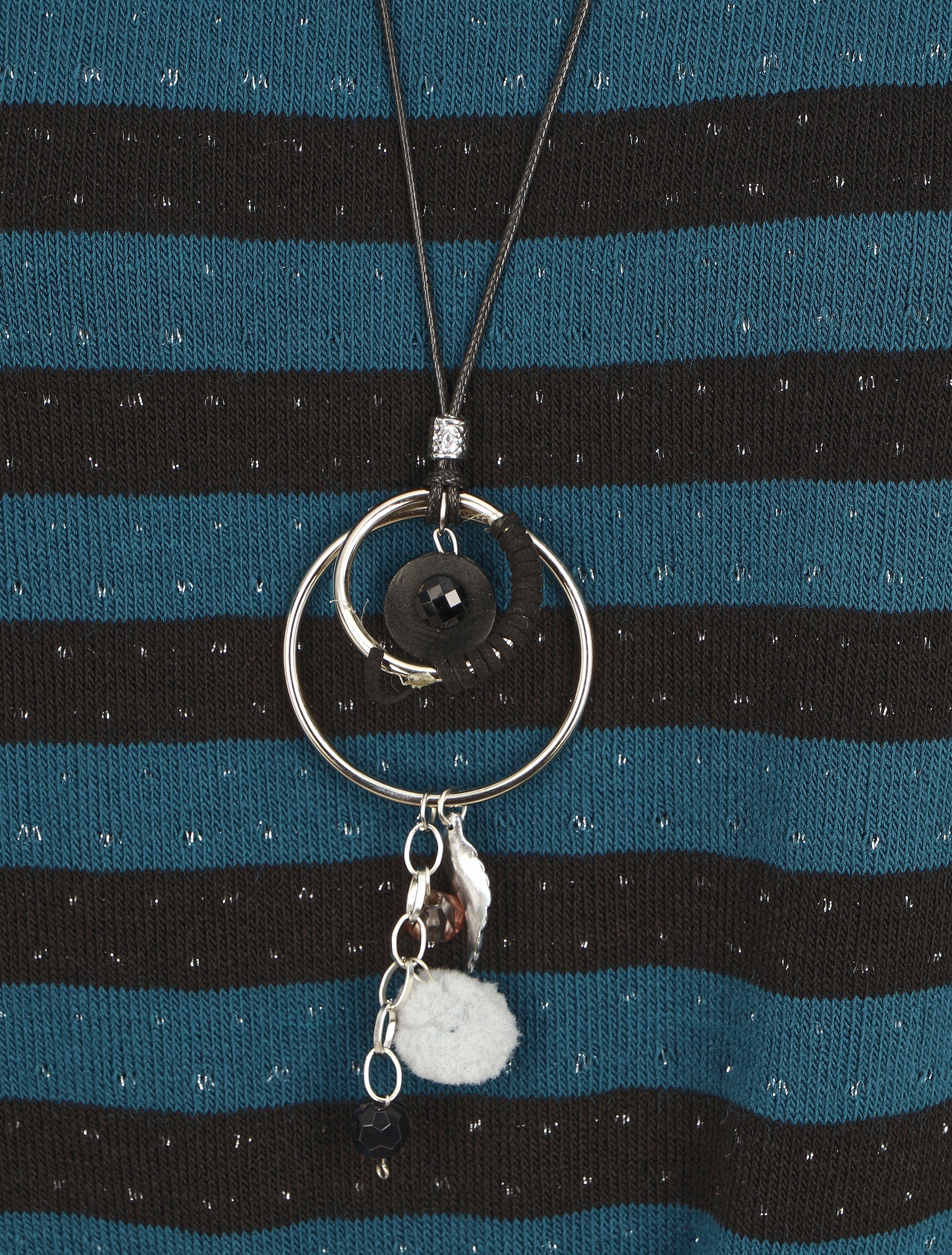Pull ample à rayures - Noir/bleu canard - 3